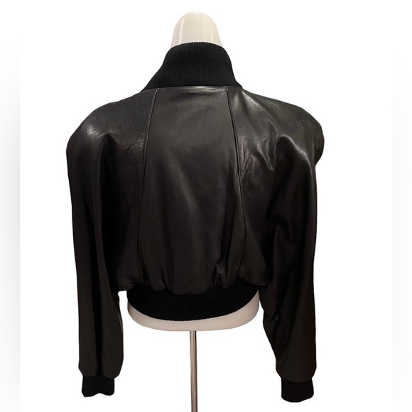 Vintage Michael Hoban North Beach Leather Black Cropped Bomber Jacket size XS - Picture 3 of 14